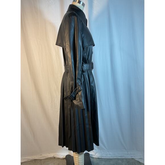 Ungaro 'Charlotte' Black Vegan Leather Trench Coat Size S - Picture 3 of 6